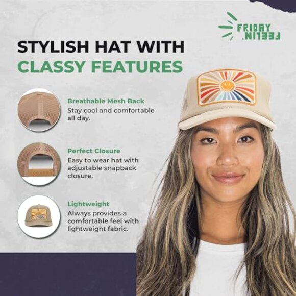 Trucker Hat Baseball Cap Western Fitted Adjustable Snapback Trendy Retro main image 5